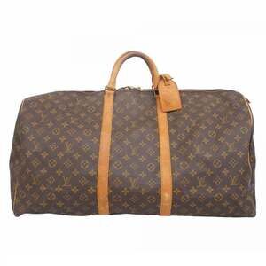 LOUIS VUITTON Authentic Brown Monogram Keepall 60 Boston Bag